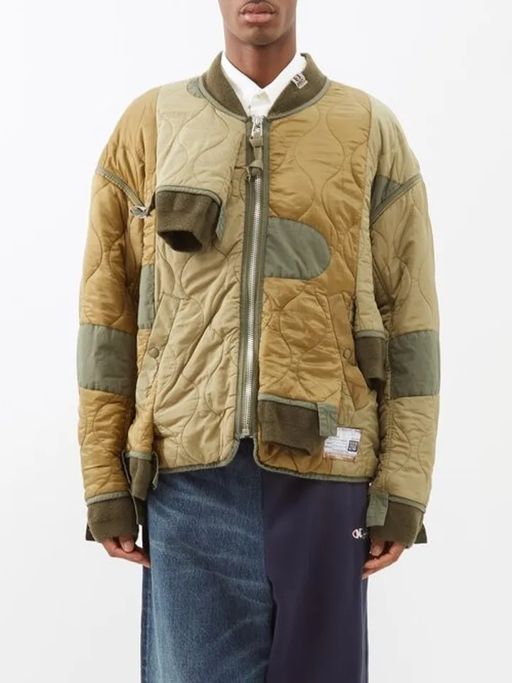Deconstructed Patchworked Nylon Bomber Jacket