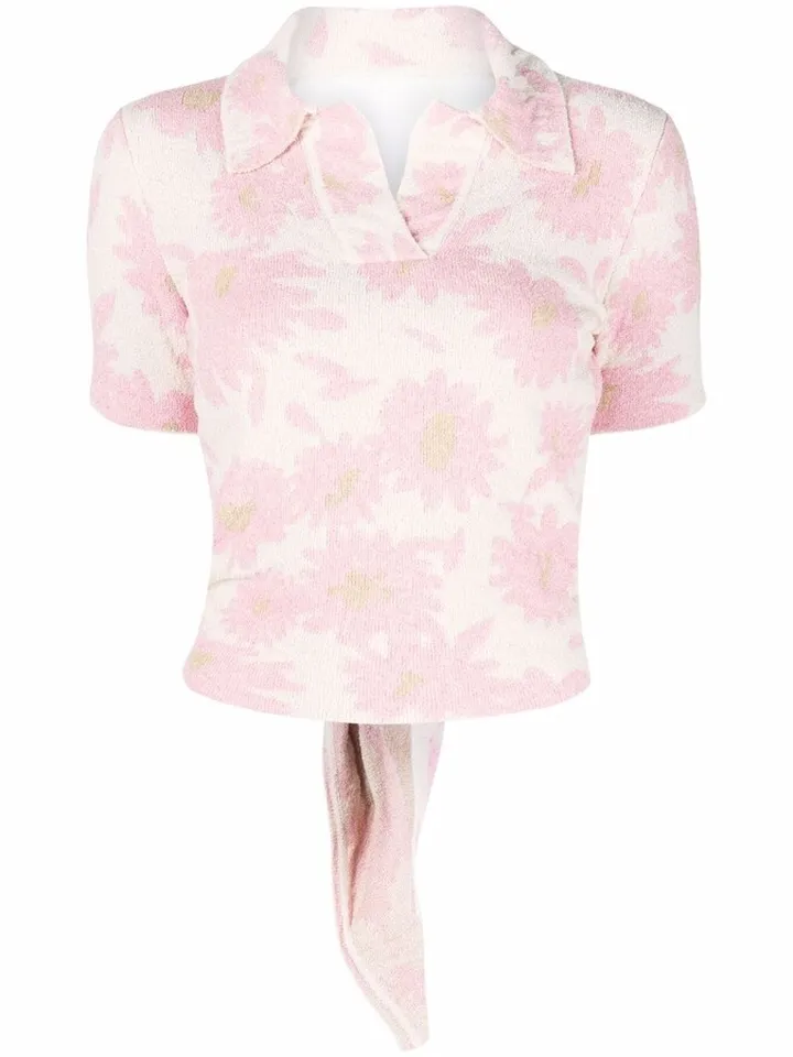 Open-Back Knitted Polo Top