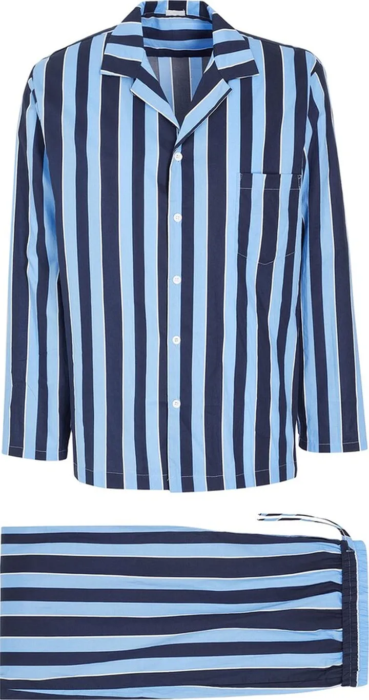 Cotton Striped Pyjama Set Sleepwear Blue