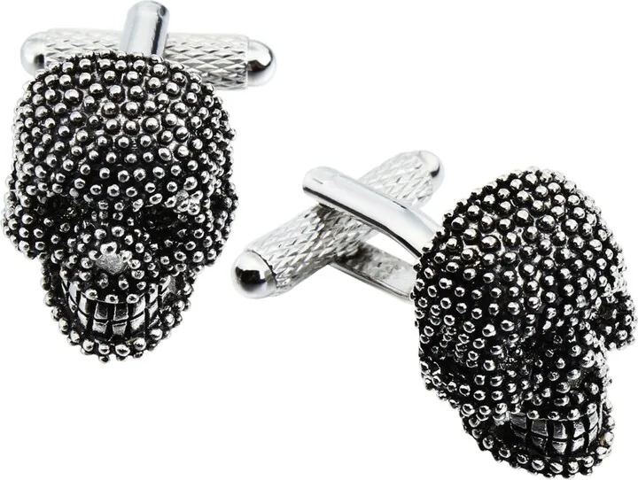 Sutton Antiqued Silver-Tone Skull Cufflinks