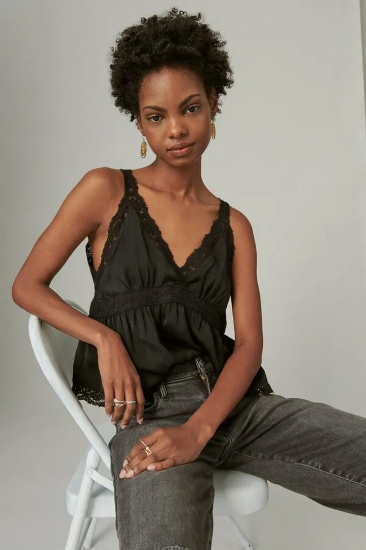 Satin Lace Babydoll Cami