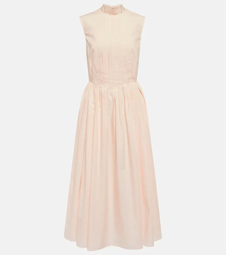 Prinesa pleated cotton midi dress