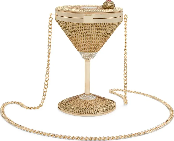 Martini Crystal Embellished Crossbody Bag