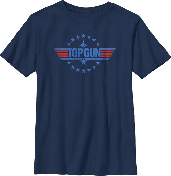 Boy's Top Gun Circle of Stars Logo T-Shirt - Navy Blue - Medium
