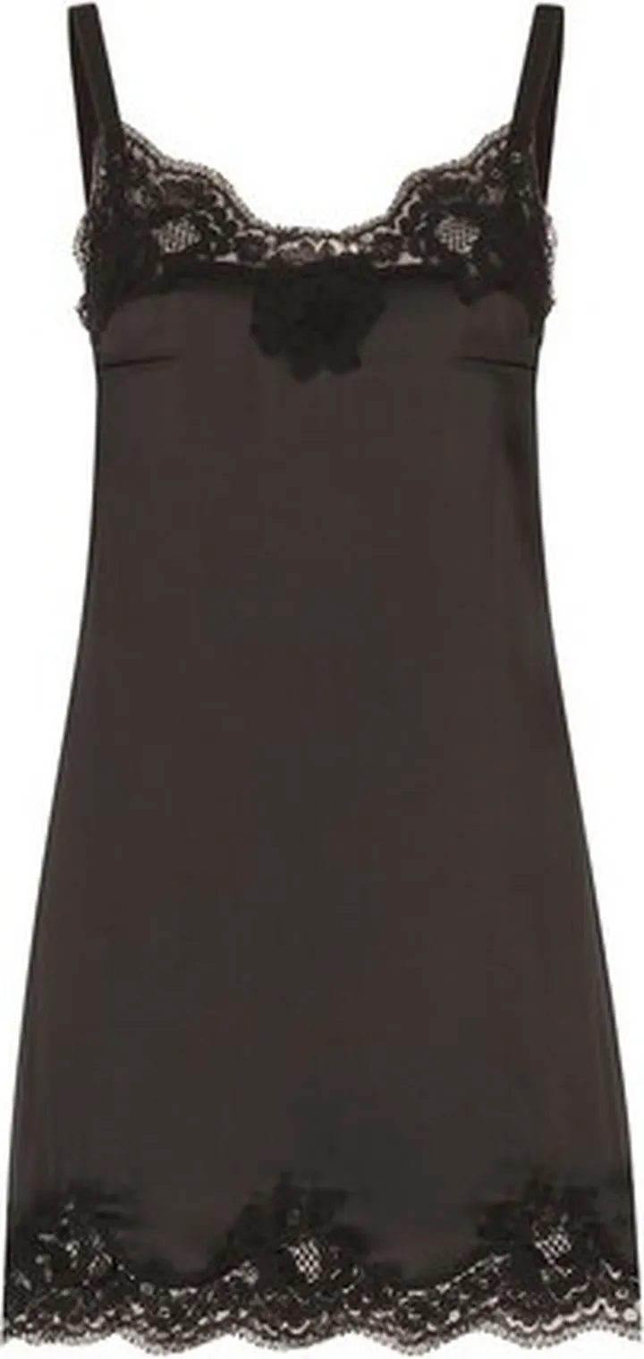 Satin lingerie-style slip with lace detailing
