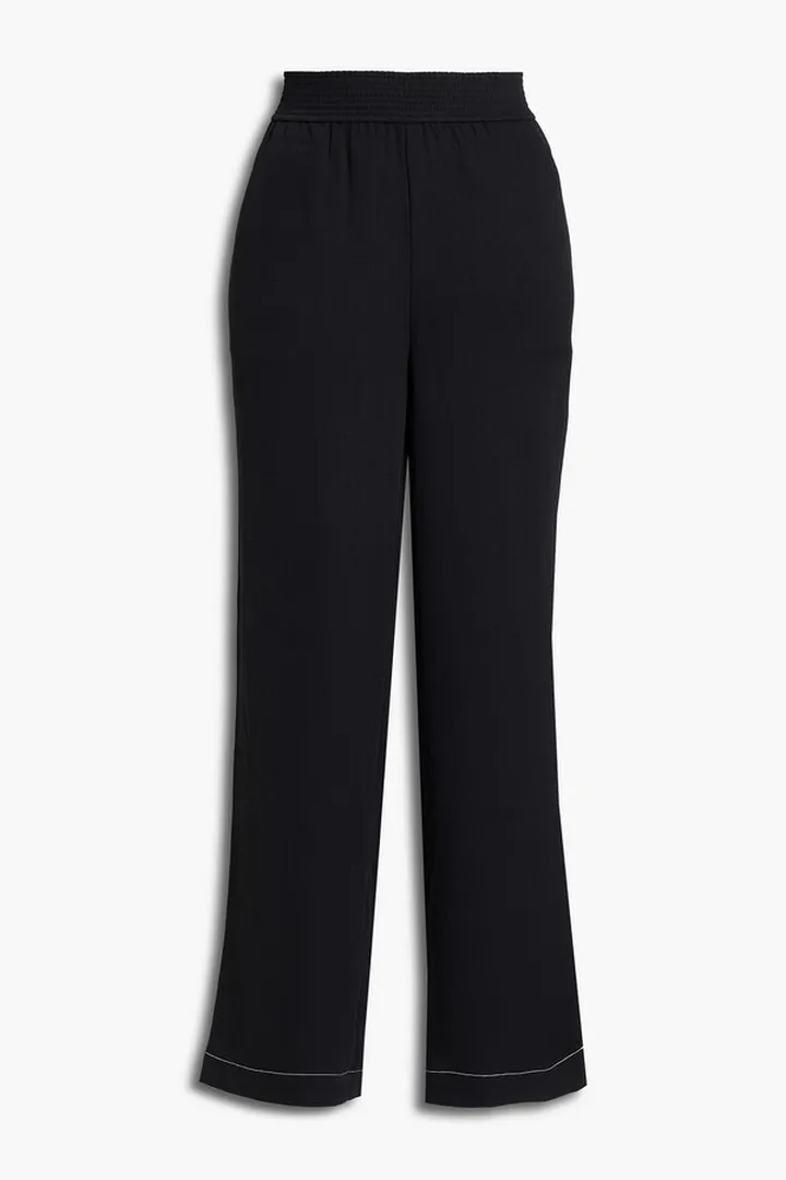 Piqué wide-leg pants