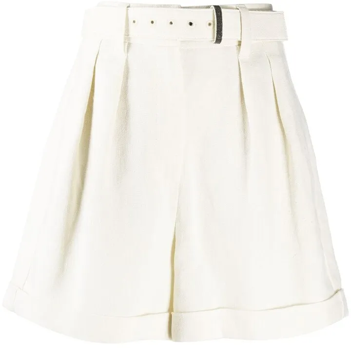 High-Rise Belted Shorts