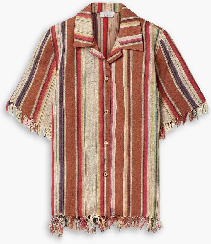 Briar fringed striped linen shirt
