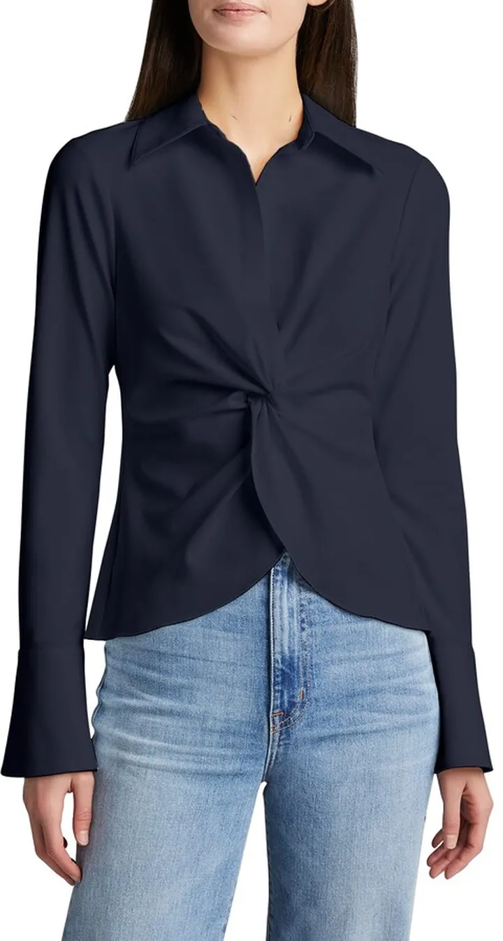 McKenna Long-Sleeve Collared Top