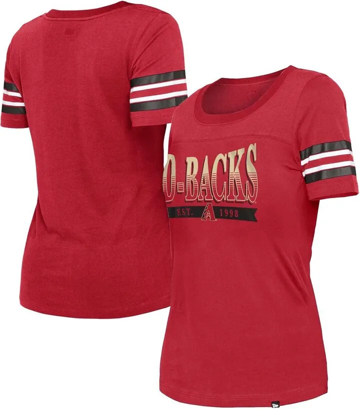 Women's New Era Red Arizona Diamondbacks Team Stripe T-shirt