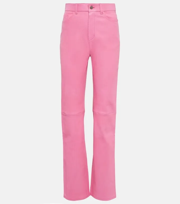 Terry high-rise straight leather pants