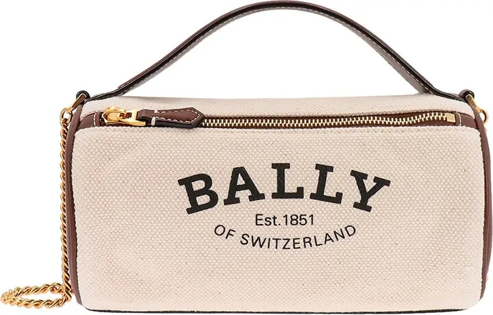 Canvas shoulder bag with logo print