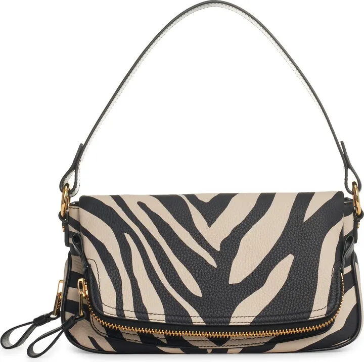Zebra Stripe Calfskin Leather Shoulder Bag