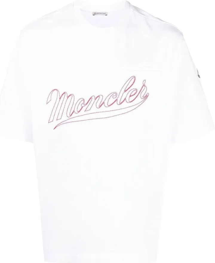 White Logo-Embroidered Cotton T-Shirt