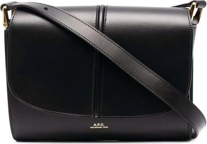 'betty Horrizont' Black Shoulder Bag With Logo Print In Leather Woman