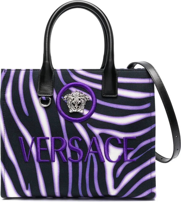 Purple Zebra Large Canvas Tote Bag
