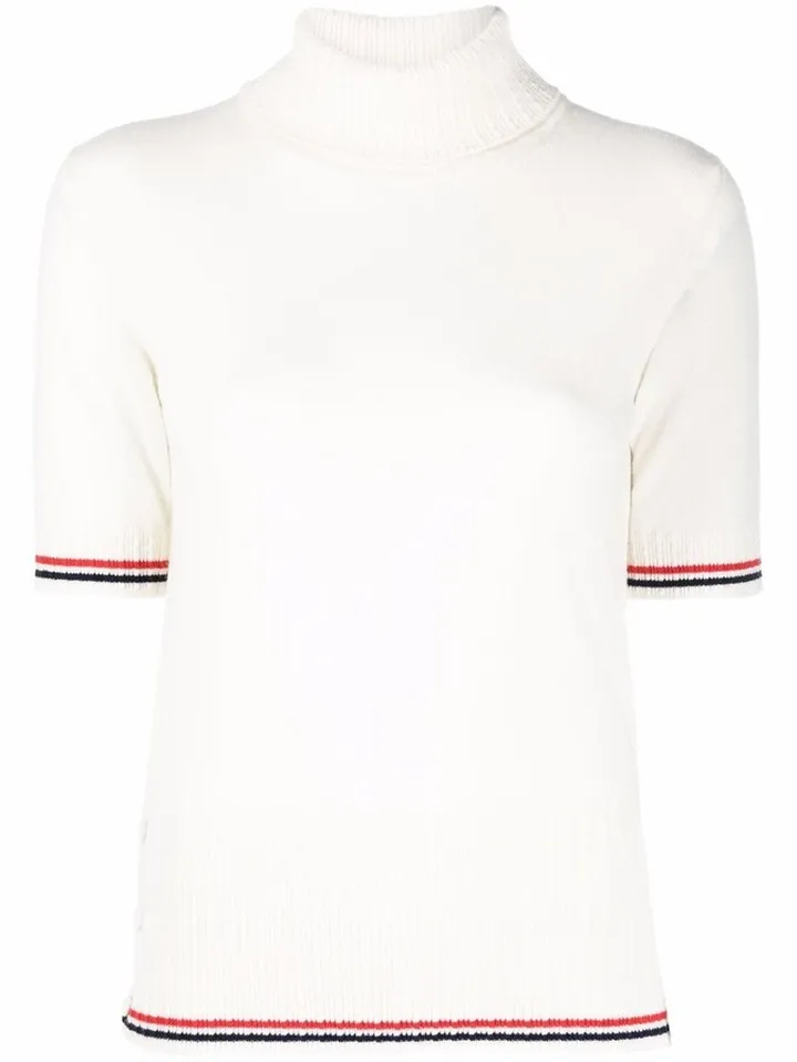 RWB stripe-trim cashmere top