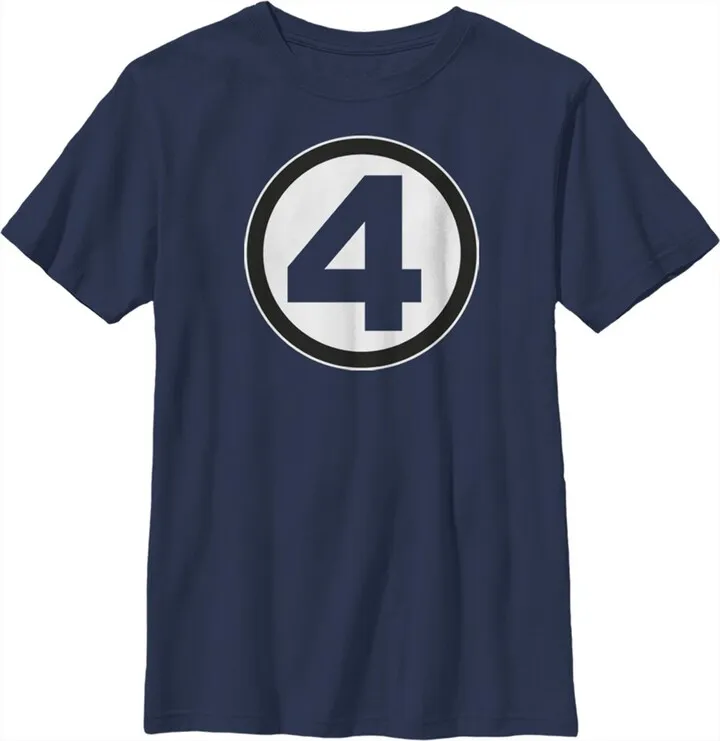 Boy's Marvel: Fantastic Four Classic Logo T-Shirt - Navy Blue - Medium