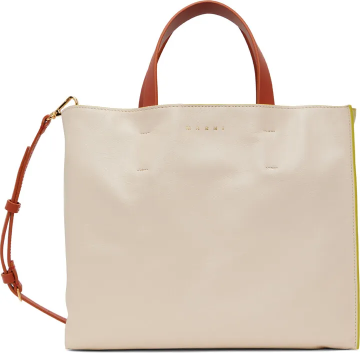 Marni Beige & Green Small Museo Tote