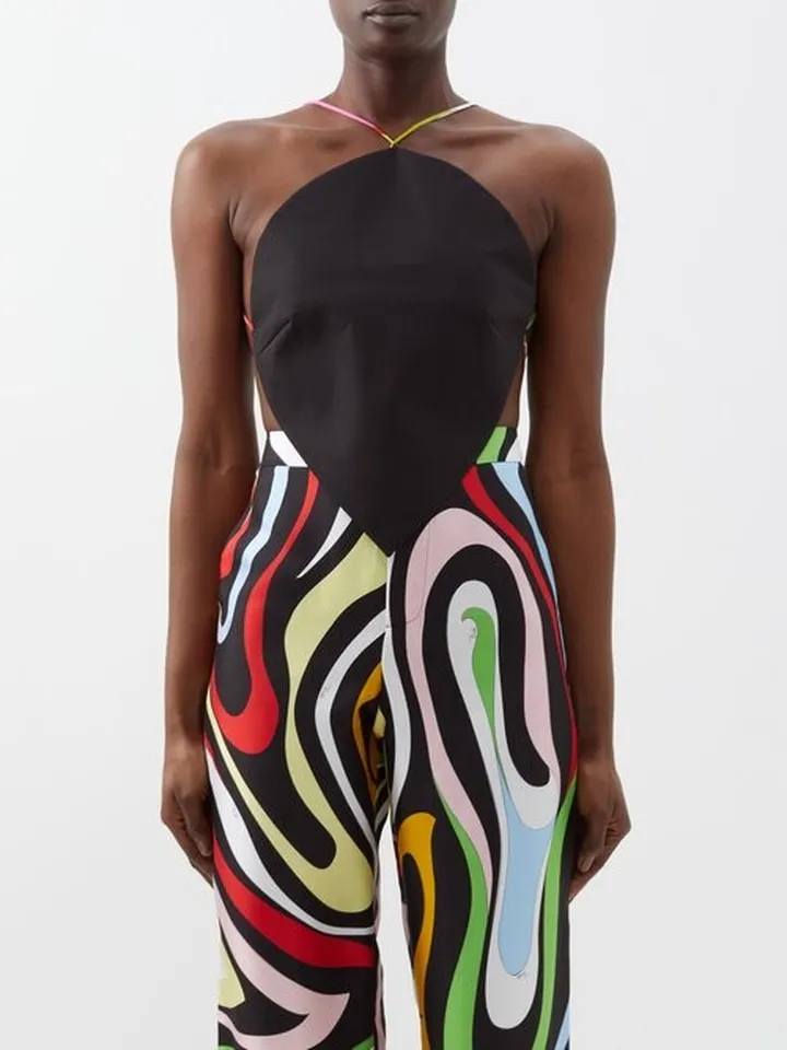 Teardrop-bodice Halterneck Top