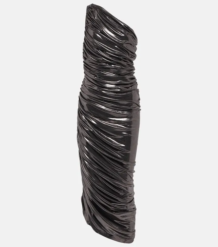 Diana one-shoulder lame midi dress