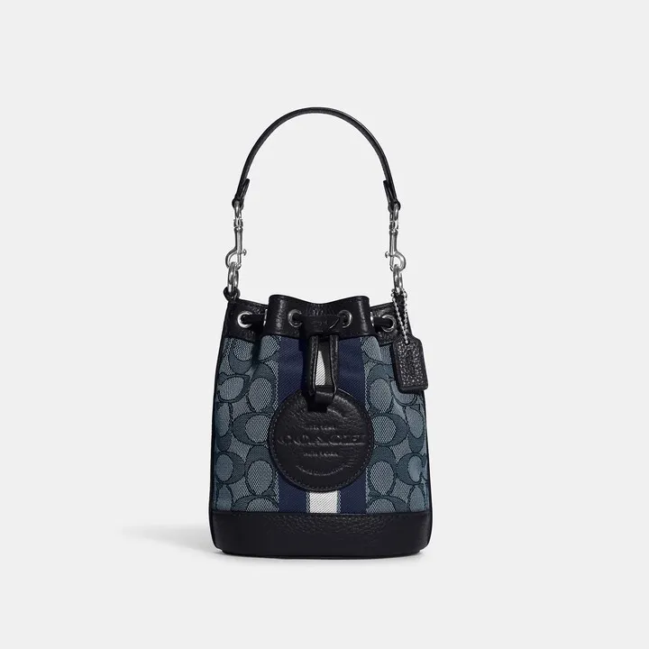 Mini Dempsey Bucket Bag In Signature Jacquard With Stripe And Coach Patch
