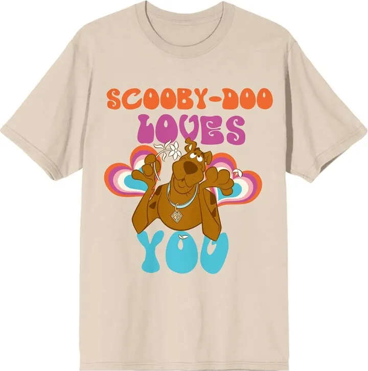 Scooby Doo “Scooby Doo Loves You” Women’s Natural Short Sleeve Crew Neck Tee-3XL