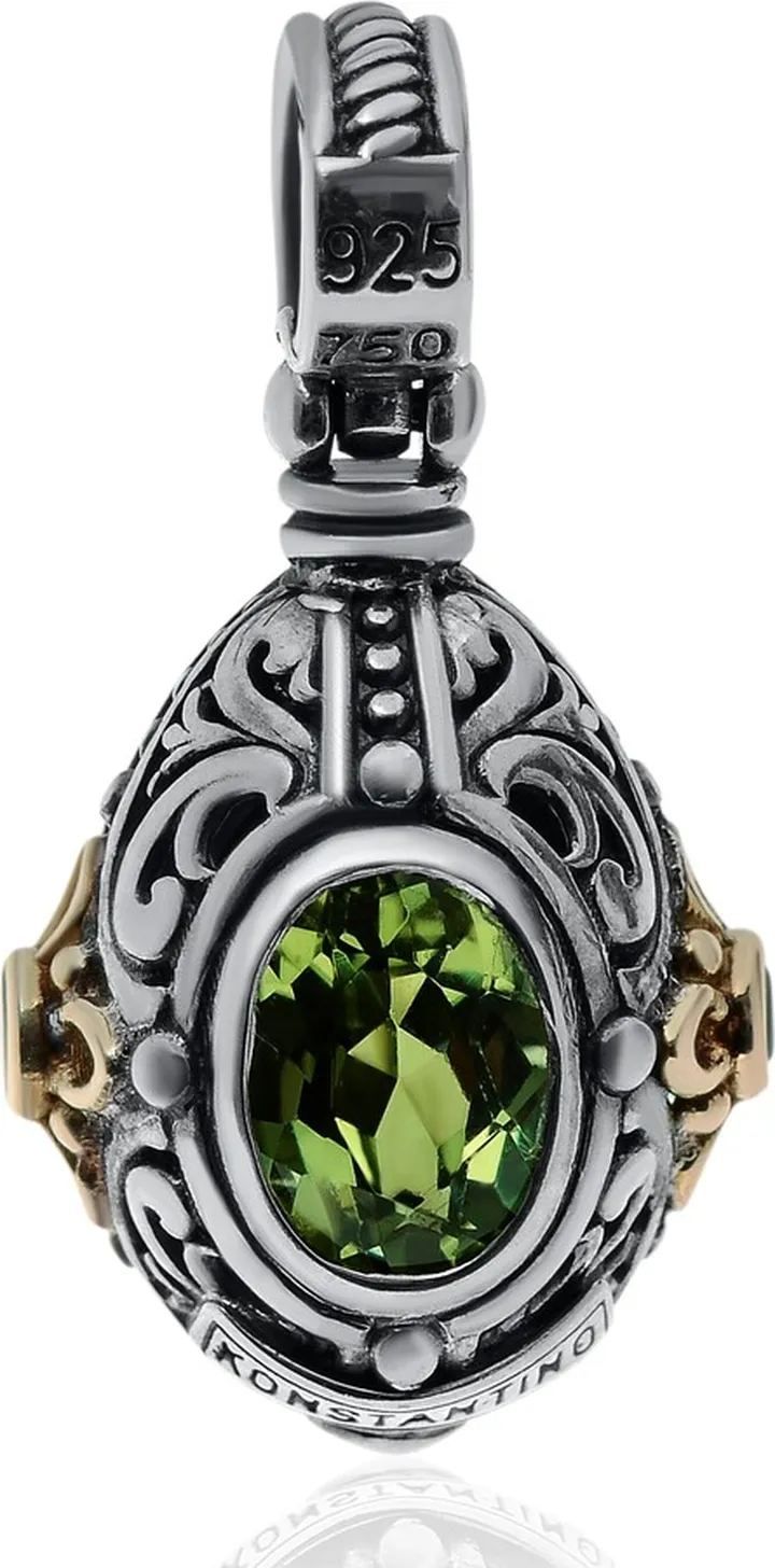 Konstantino Sterling Silver and 18k Yellow Gold with Peridot Egg MEMK5210-123-CUT