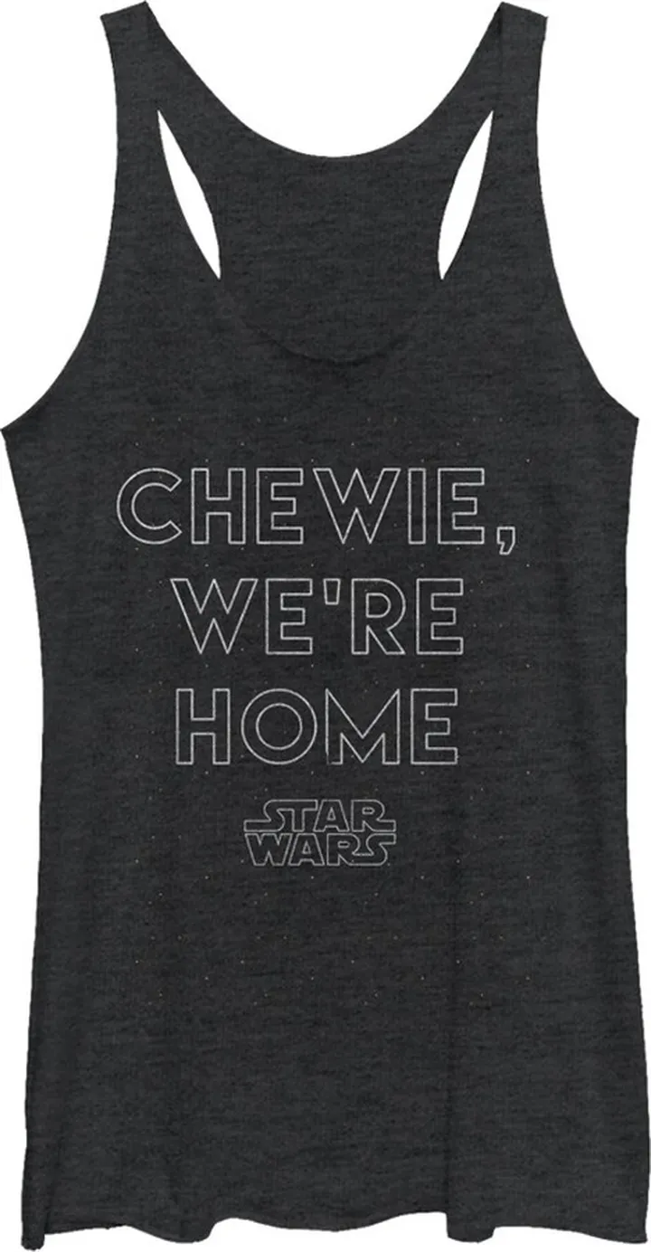 Women's Star Wars The Force Awakens Chewie We're Home Racerback Tank Top - Black Heather - Small