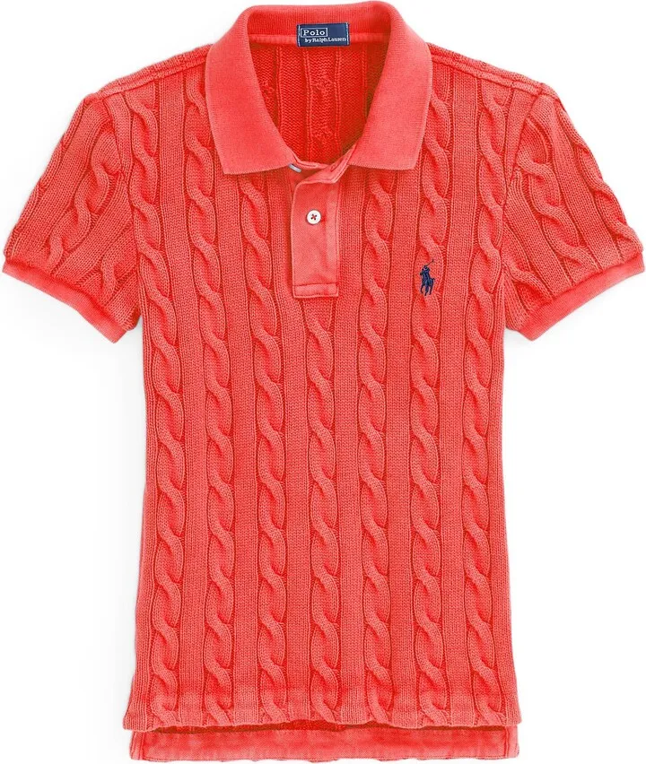 Ss Cbl Polo-short Sleeve-polo Shirt Sweater Coral
