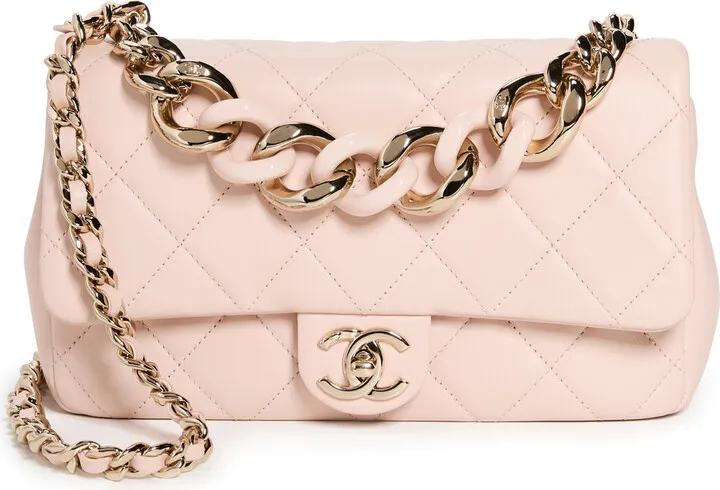 What Goes Around Comes Around Chanel Pink Lambskin Half Flap 9 Bag"