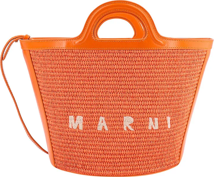 Rafia handbag with embroidered logo detail
