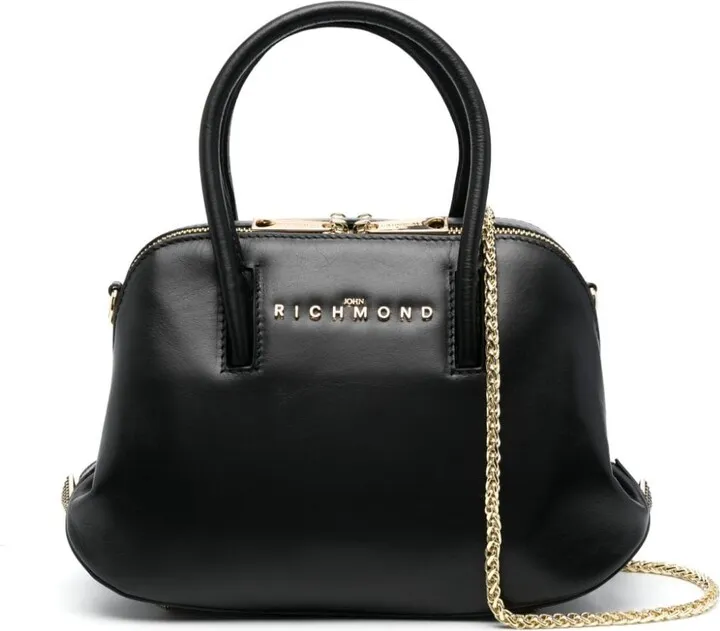 Logo-Lettering Leather Tote Bag