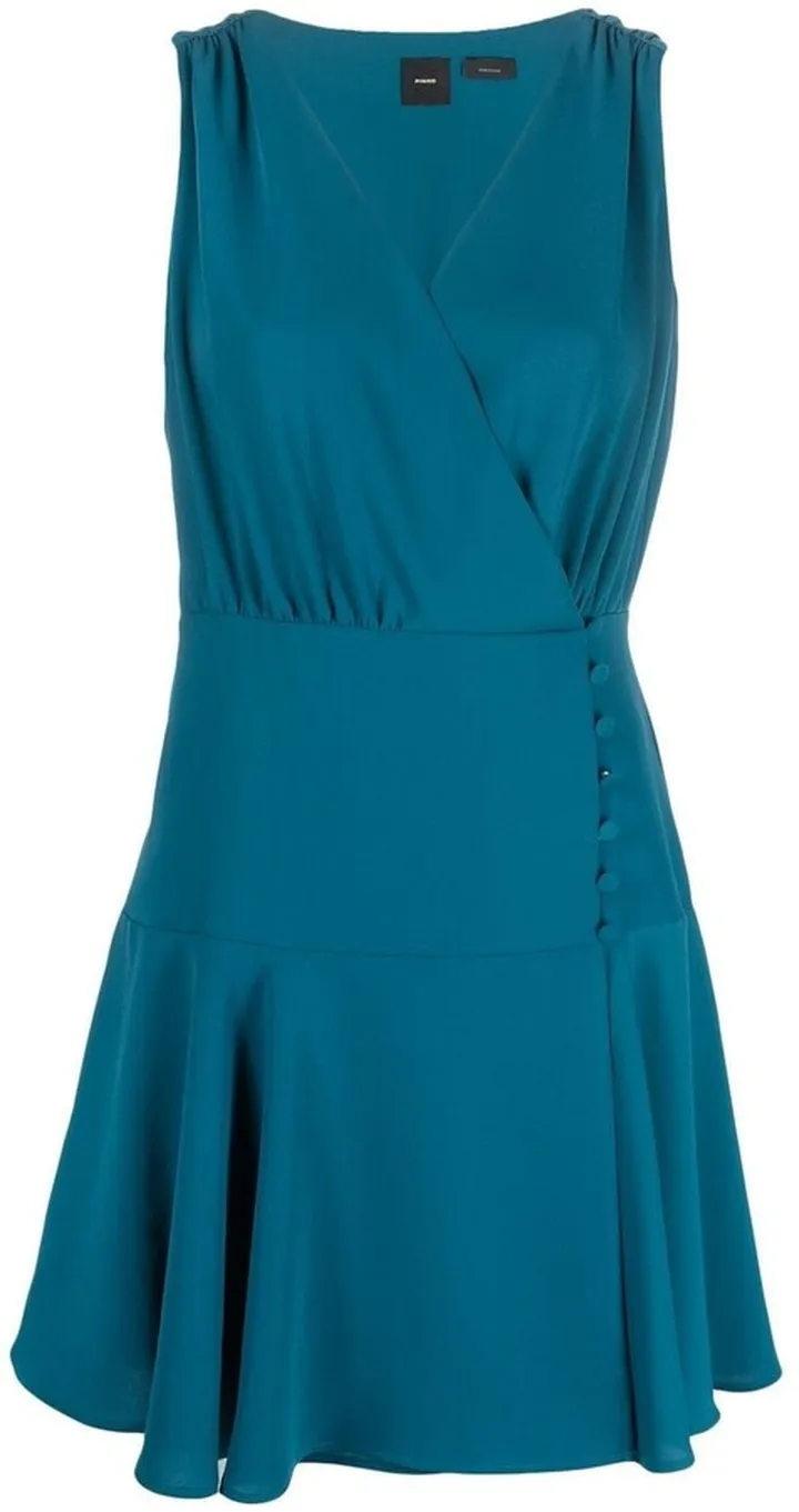 Button-Up Wrap Flared Dress