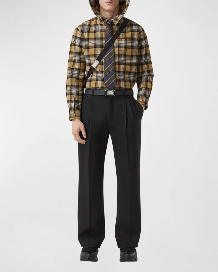 Men's Hooded Check Sport Shirt