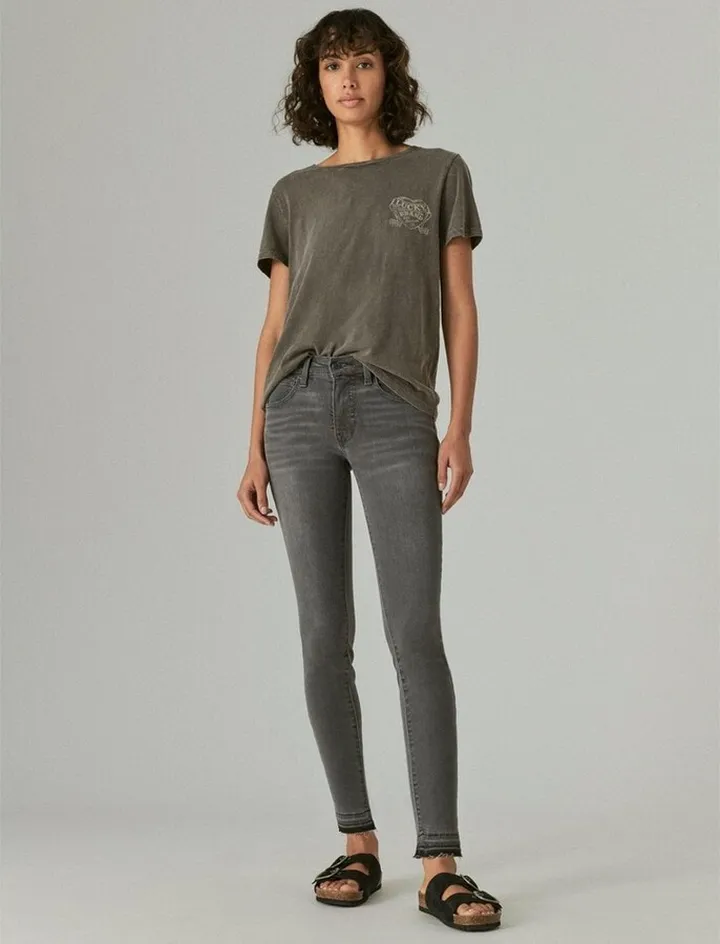 Lucky Brand Women's Mid Rise Ava Skinny Jean - Charcoal 24 x 27