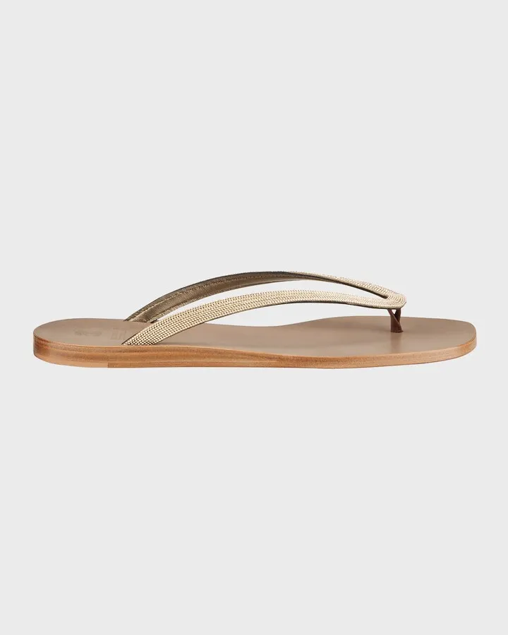 Leather Monili Flat Thong Sandals