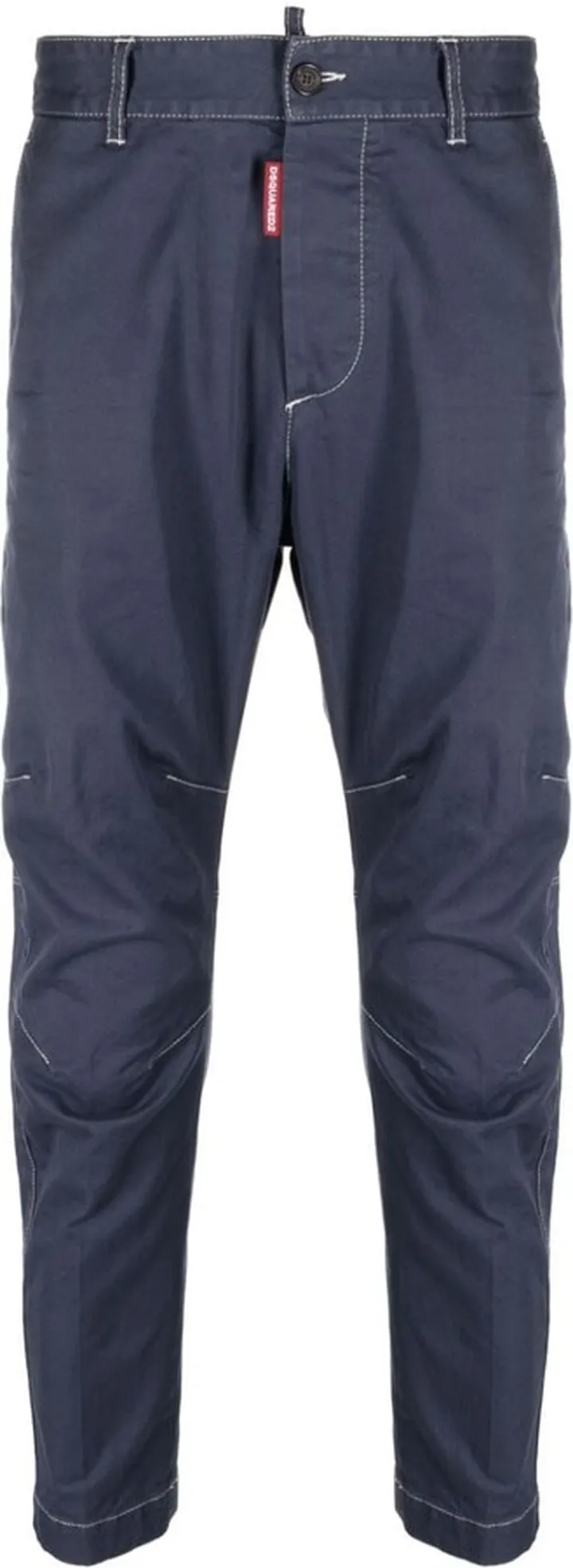 Contrast-Stitch Tapered Trousers
