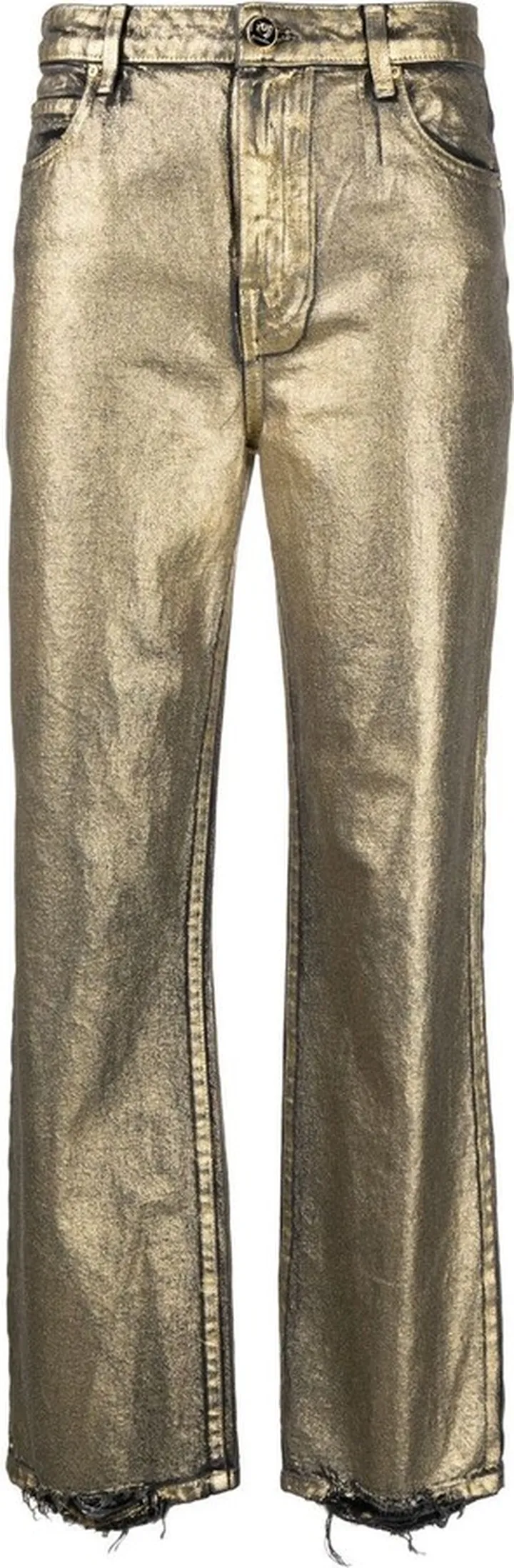 Metalic-Effect Straight Trousers