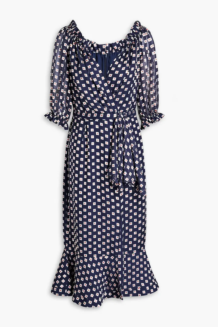 Olivia printed devoré silk-blend chiffon midi dress