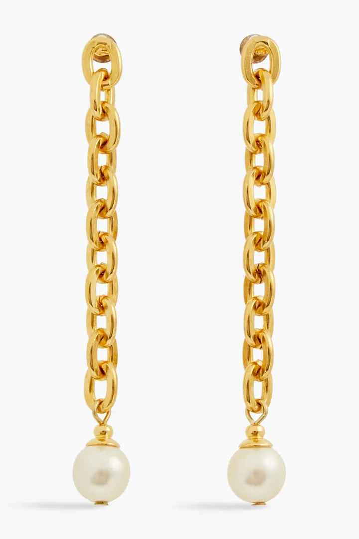 24-Karat Gold-Plated Faux Pearl Earrings