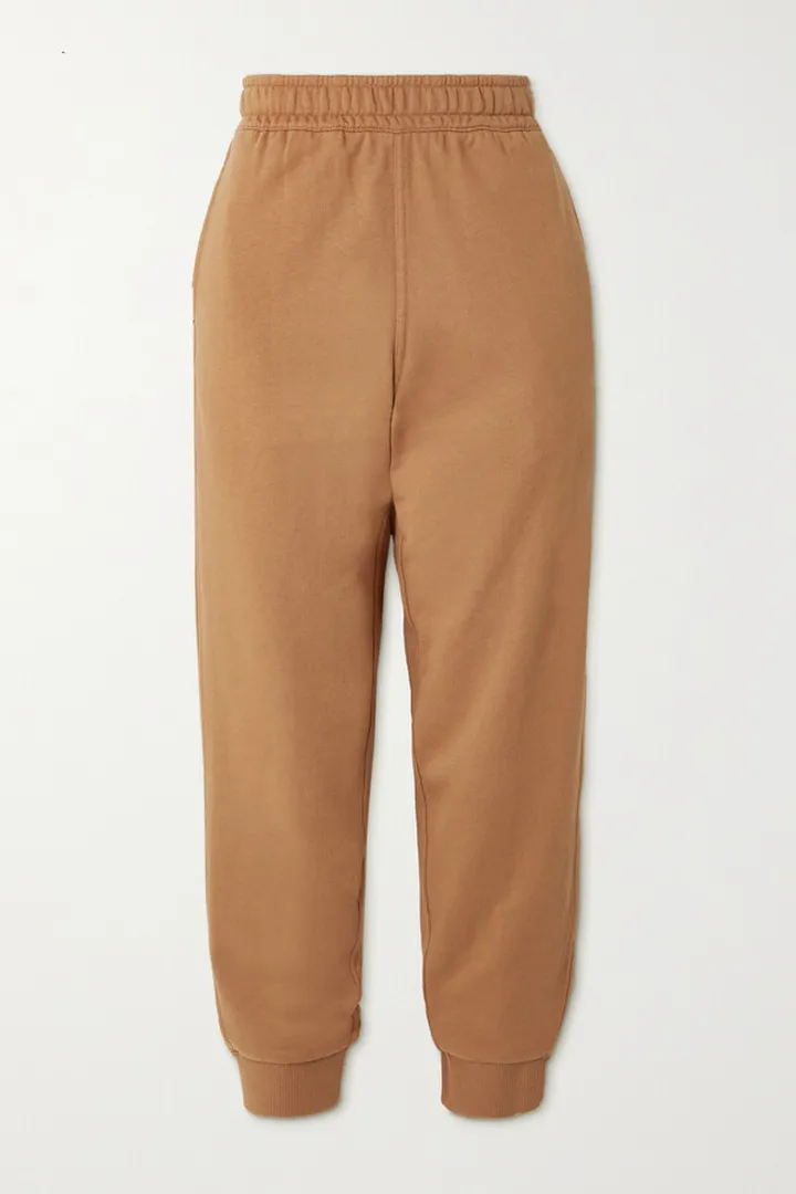 Burberry - Leather-trimmed Paneled Checked Cotton-jersey Track Pants - Neutrals