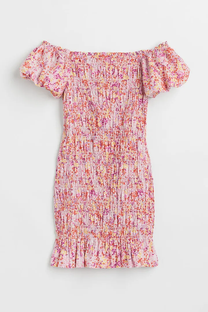 Smocked Off-the-shoulder Dress