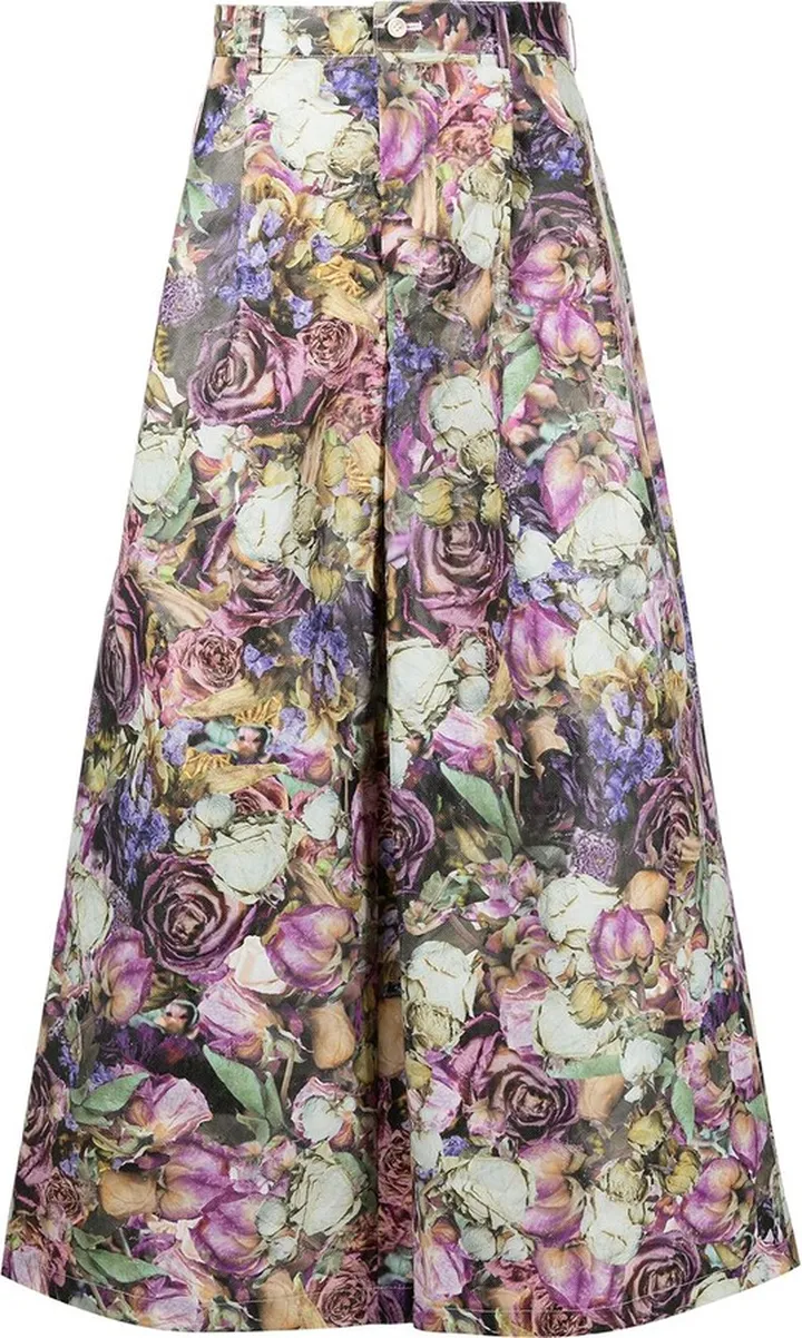 Floral-Print Wide-Leg Trousers