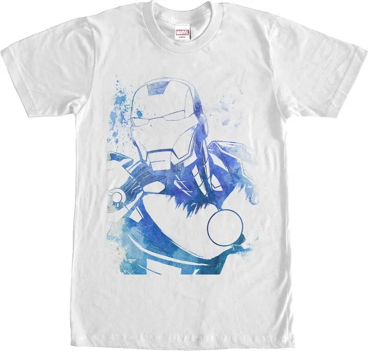 Men's Marvel Iron Man Watercolor T-Shirt - White - 2X Large