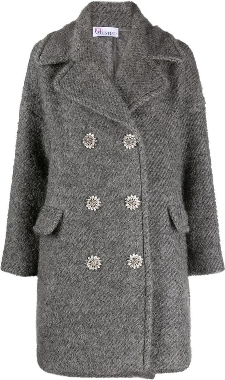 Flap-Pockets Double-Breasted Coat