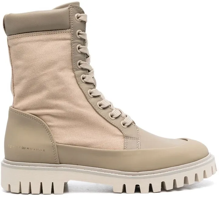 Logo-Stamp Lace-Up Boots