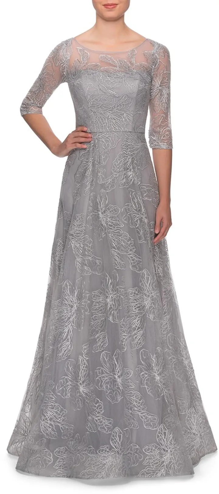 Sequin Embroidered A-Line Gown