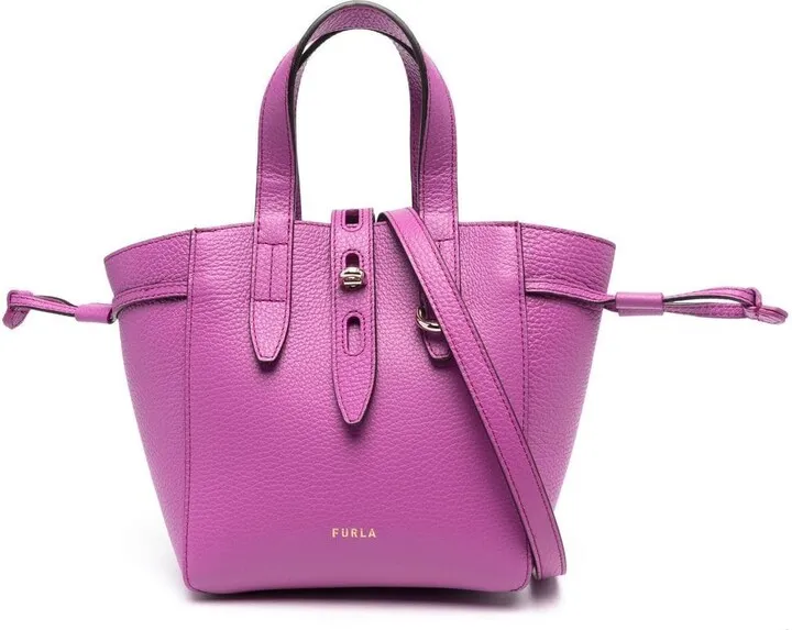 Net mini leather tote bag