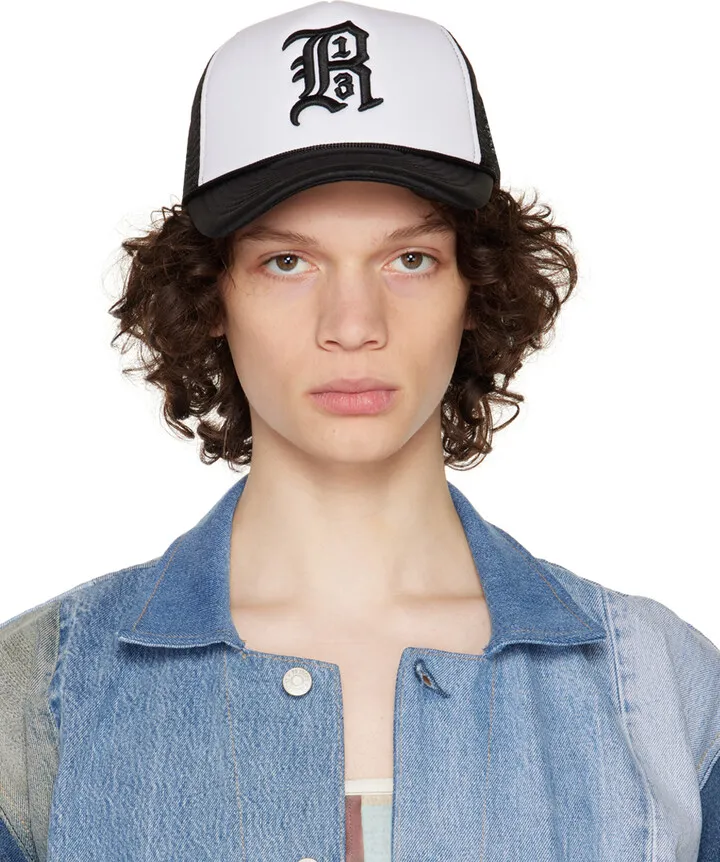 R13 White & Black Logo Trucker Cap
